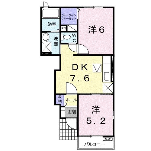 プレミアムA(2DK/1階)の間取り写真