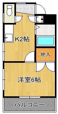 シャトレ千防(1K/4階)の間取り写真