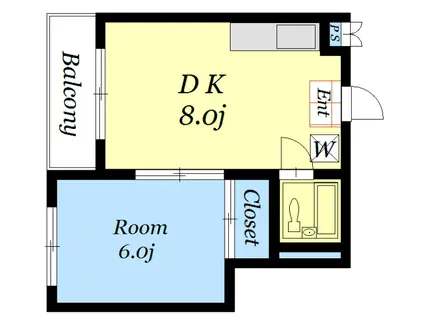 サンエウラマンション(1DK/2階)の間取り写真