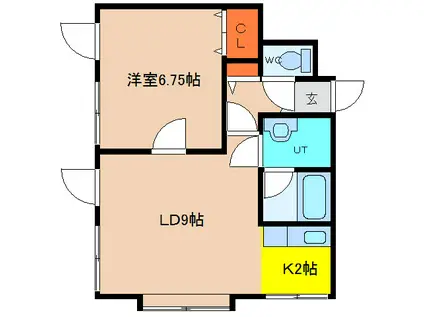 パレスセナII(1LDK/2階)の間取り写真