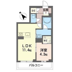 グリナージュ ガーデン(1LDK/3階)の間取り写真