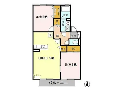 エスペランサN(2LDK/2階)の間取り写真