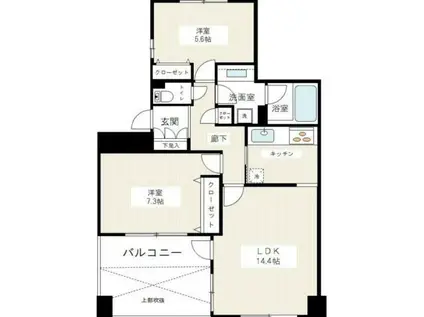 ソルシェ大宮(2LDK/1階)の間取り写真