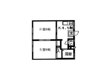中江ハイツ(2K/1階)の間取り写真