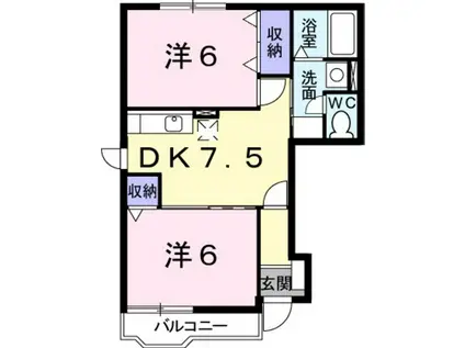 サニープラザB(2DK/1階)の間取り写真