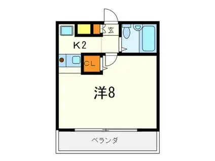 阪急神戸線 六甲駅 徒歩12分 3階建 築35年(ワンルーム/3階)の間取り写真