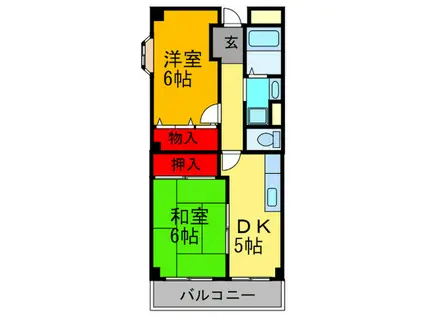 長瀬レーベンハイム(2DK/4階)の間取り写真