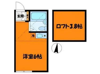 ユナイトステージ鹿島田ライフテリア(ワンルーム/2階)の間取り写真