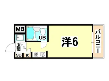 キューブ塚口(ワンルーム/6階)の間取り写真