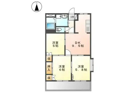 カーサファミリア(3DK/1階)の間取り写真