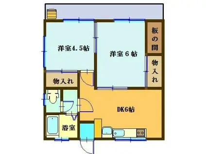 コーポみなみ(2DK/2階)の間取り写真