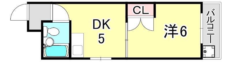 三甲イエム(1DK/5階)の間取り写真