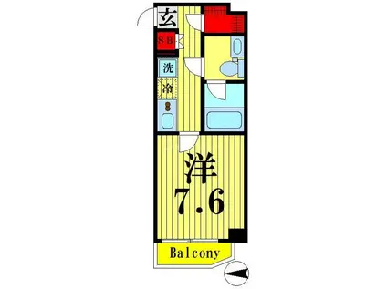 アルテシモカルド(1K/4階)の間取り写真