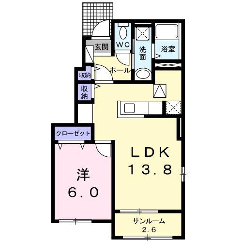 ラーク フィールドIV(1LDK/1階)の間取り写真