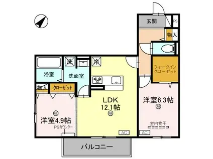 サンパティーク東町(2LDK/3階)の間取り写真
