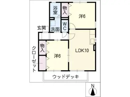オーチャードタウンC棟(2LDK/1階)の間取り写真