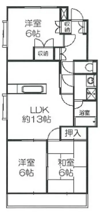 サンライズ中瀬 3階階 間取り