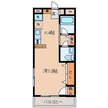 ルナシータ東大宮(ワンルーム/3階)の間取り写真