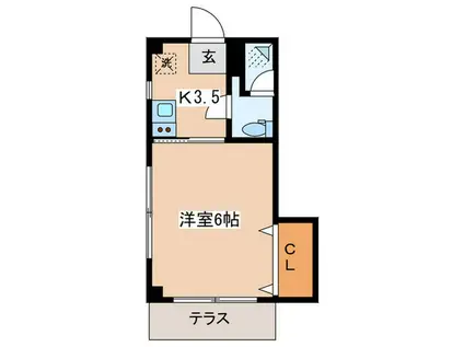 カウニスハイツ(1K/1階)の間取り写真