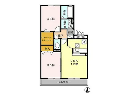 グレイスコートII(2LDK/1階)の間取り写真