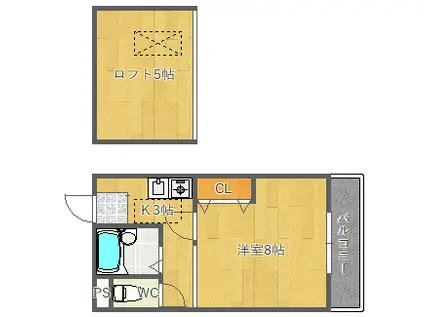 ハイムノーベル(1K/3階)の間取り写真