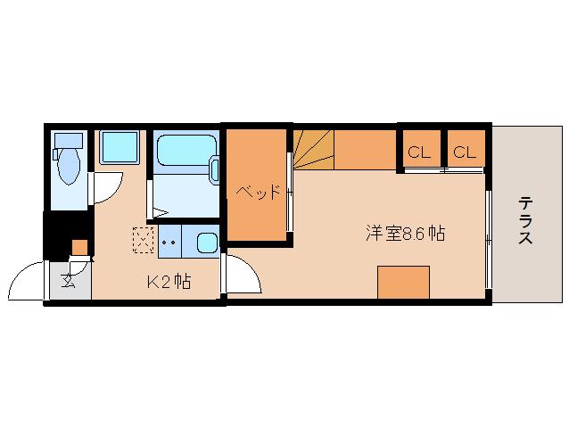 レオパレス プルメリア(1K/1階)の間取り写真