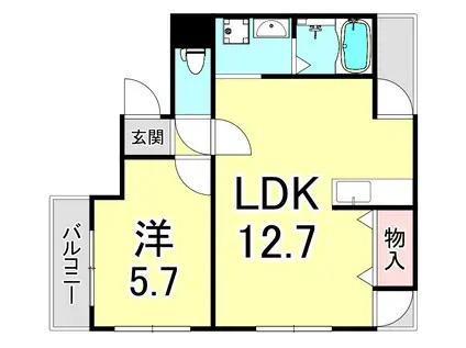 ハイム北夙川I(1LDK/1階)の間取り写真