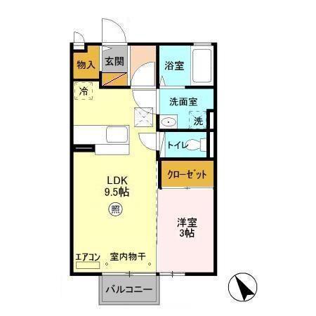 ユーメ・ハイム(1LDK/1階)の間取り写真