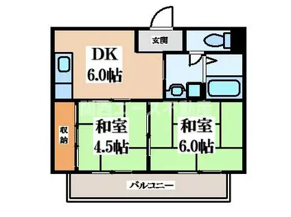 メゾンおおひがしマンション(2DK/5階)の間取り写真