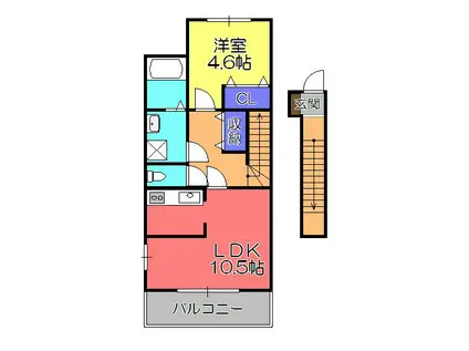 ポラリス(1LDK/2階)の間取り写真