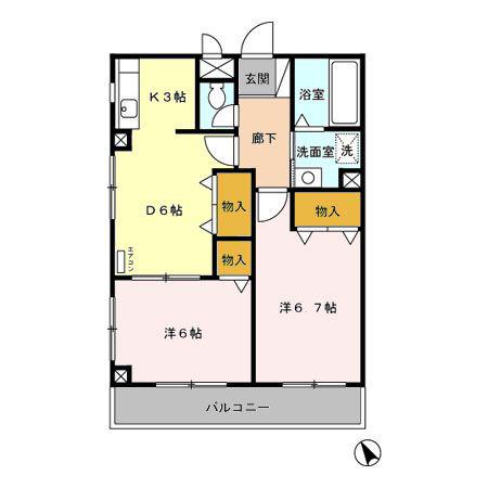 MFLATS(2DK/2階)の間取り写真