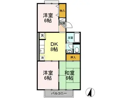 コーポ池まち花やしき(3DK/1階)の間取り写真