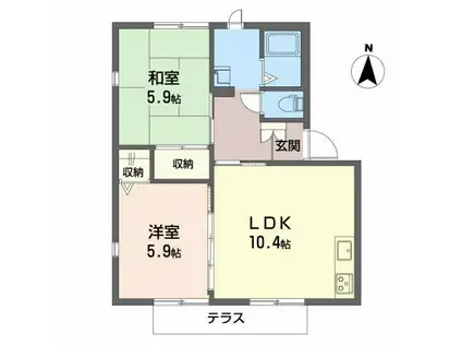 ハイツゼルコーバ(2LDK/1階)の間取り写真