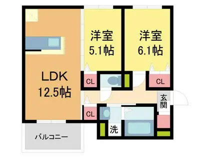 ソレアード魚崎北町(2LDK/3階)の間取り写真