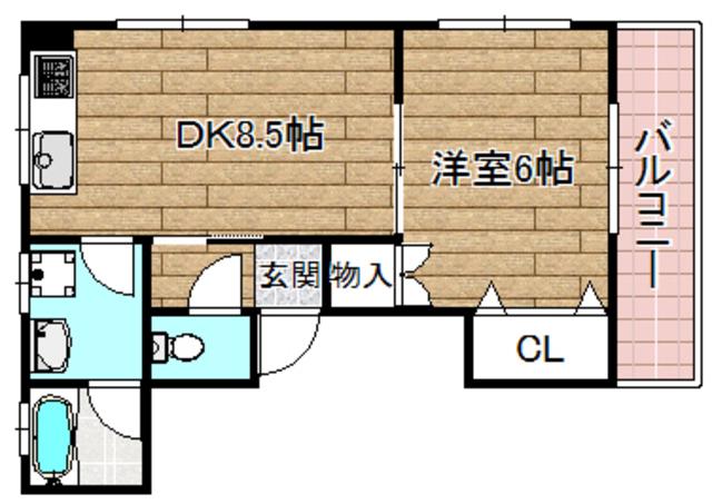 深沢ハイムB(1LDK/2階)の間取り写真