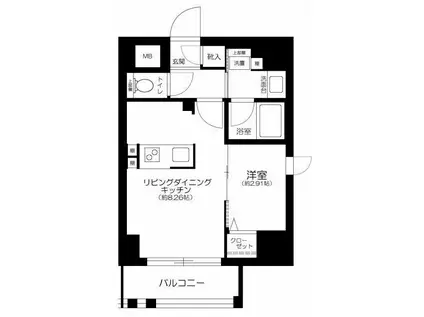 GRANSITE千代田水道橋(1LDK/2階)の間取り写真