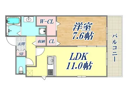グランレディア(1LDK/1階)の間取り写真