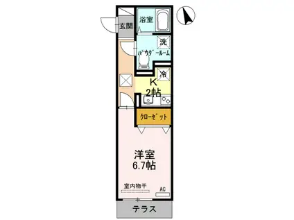 ポートサイドヴィラ I(1K/1階)の間取り写真