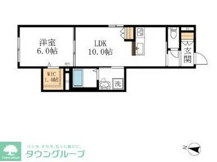 KIHACHI ウエスト(1LDK/1階)の間取り写真