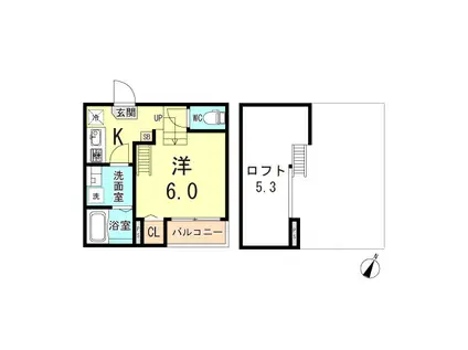 ハーモニーテラス神田町(ワンルーム/2階)の間取り写真