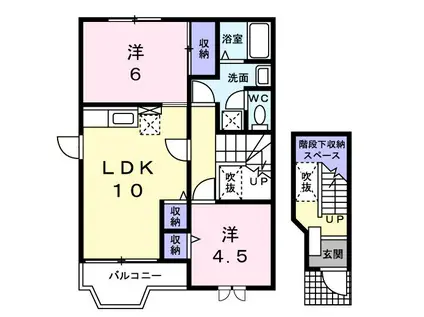 ルミエールA(2LDK/2階)の間取り写真
