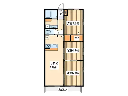 コチハル C棟(3LDK/2階)の間取り写真
