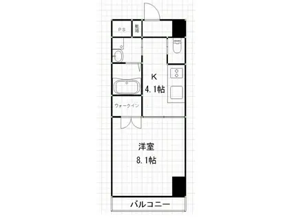 ラ ブリーズ ドゥース(1K/7階)の間取り写真