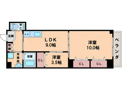 SUNNY SIDE 生玉(2LDK/3階)の間取り写真