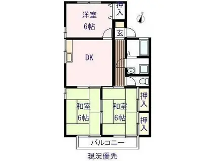 アーバングレイス(3DK/2階)の間取り写真