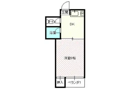 ジュネス北駅(1DK/2階)の間取り写真