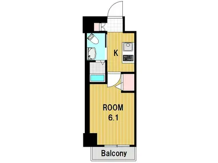 フェルクルールプレスト川崎アリビエ(1K/2階)の間取り写真
