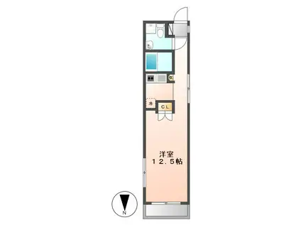 PRIMAVERA ウエスト(1K/3階)の間取り写真