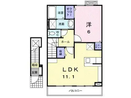 サン・フィオーレ(1LDK/2階)の間取り写真