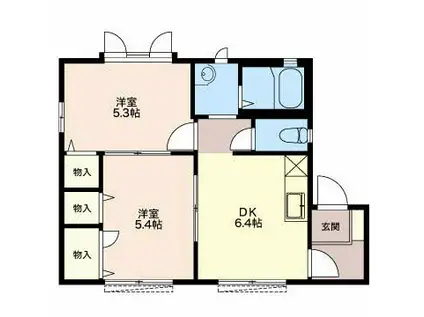 プランドールS(2DK/2階)の間取り写真